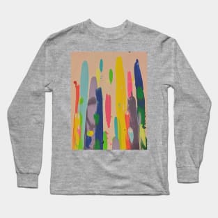 Pink Painting With Rainbow Paint Strokes Long Sleeve T-Shirt